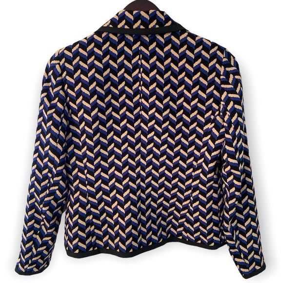 ANNE KLEIN Suit Separates Multi Coloured Geo Print Open Front Blazer - Picture 2 of 13